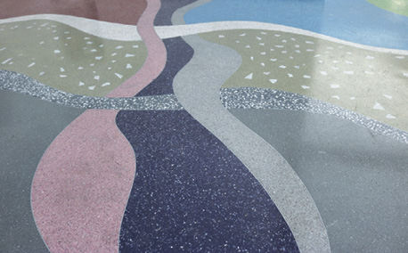 Finished terrazzo epoxy floor at Concrete Decor's Decorative Concrete Live at World of Concrete 2018.