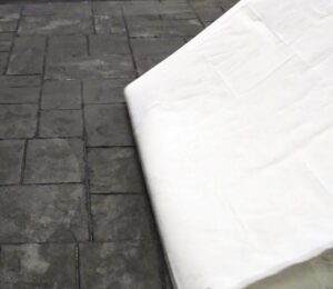 when the blanket is fully dry, you can peel it up and with it comes the old acrylic sealer