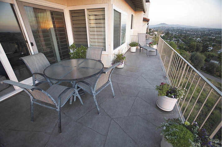 This residential deck in San Diego, California, features Westcoats ALX Custom Flagstone finish waterproofing system. Photo courtesy of Westcoat Specialty Coating Systems