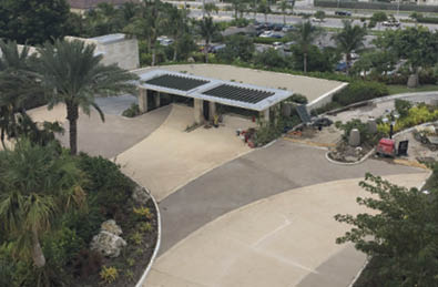 Aggregate imported from Texas and South Africa add an exotic flavor to this integrally colored installation at the boutique Kimpton Hotel in the Cayman Islands. Photo courtesy of Edwards Bomanite