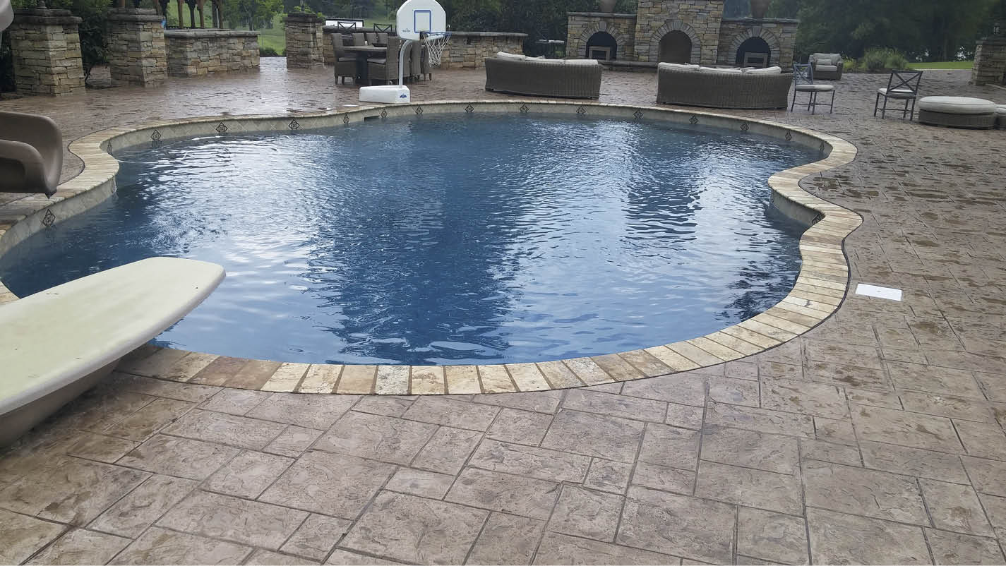 Pool decks are an ideal place to use integral color for concrete
