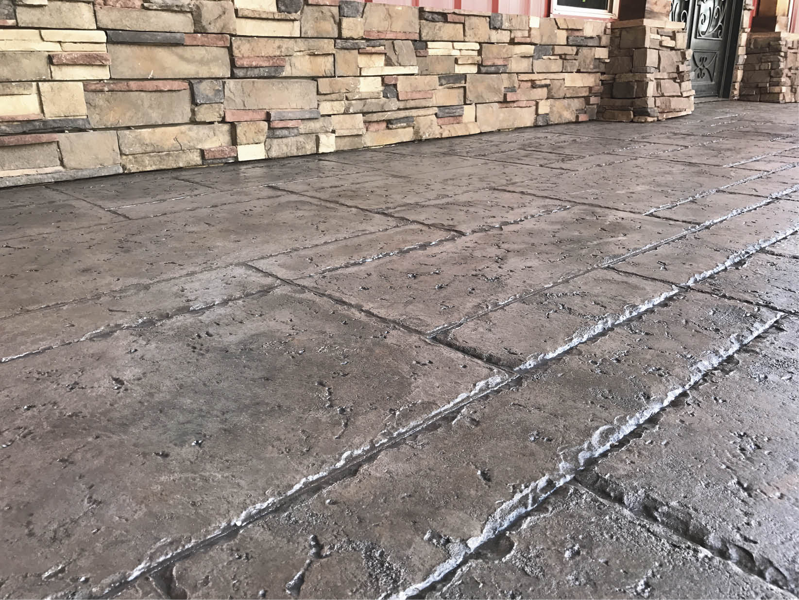 integral color for concrete in Greystone color on a patio