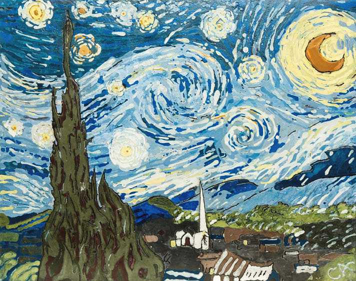 A replica of Starry Starry Night in concrete