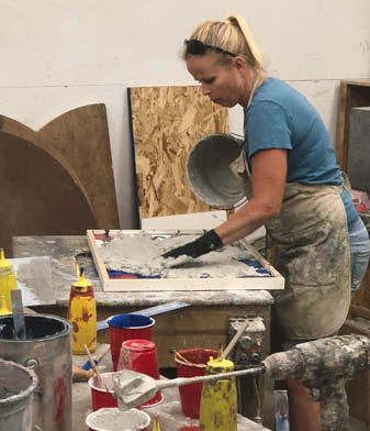 Arnall begins with a melamine mold sealed with silicone