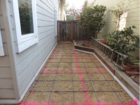 The side of the house lends itself to a parallel/perpendicular configuration.