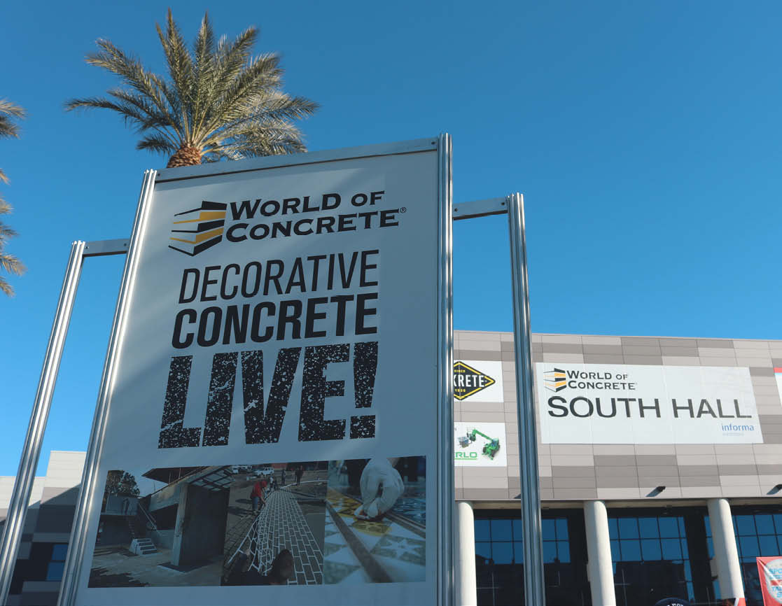 Entrance to Decorative Concrete LIVE! during World of Concrete show in Las Vegas