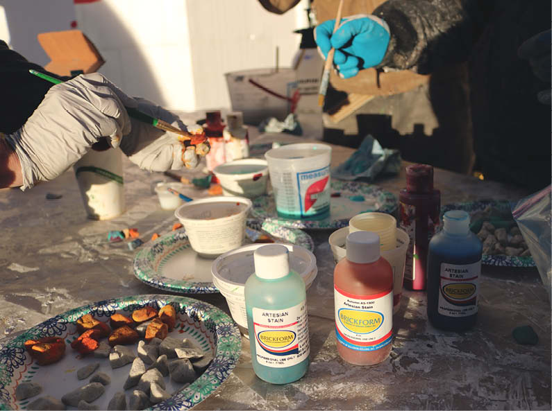 A mix up of lots of brickform colors used through the mural by Cindee Lundin and friends.