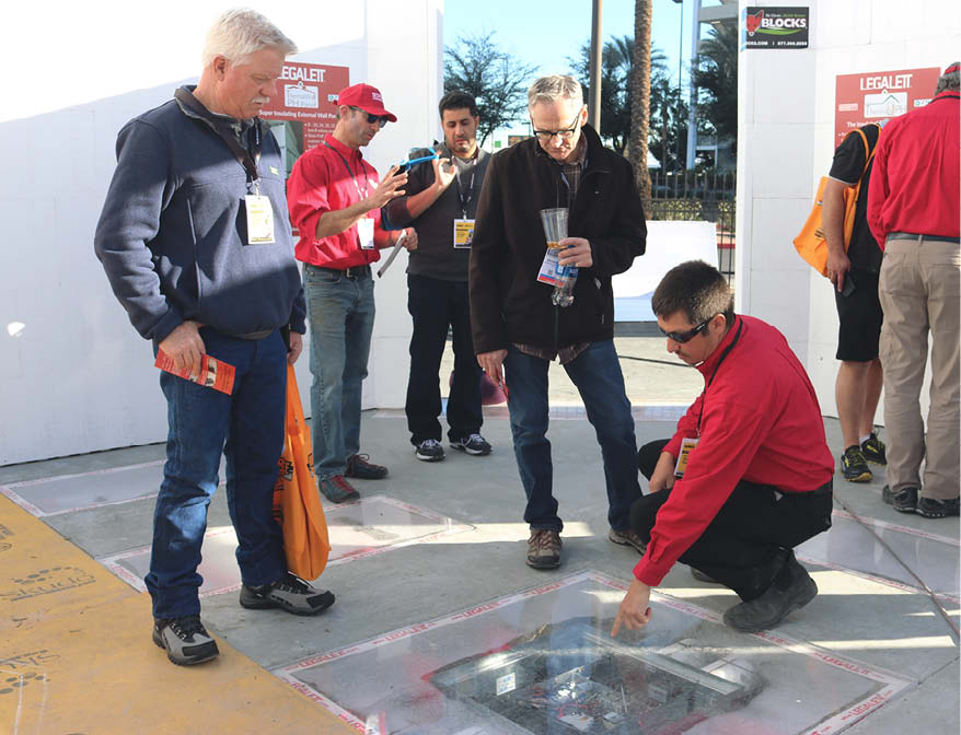 Reps showing how the product works when it is installed in the concrete.