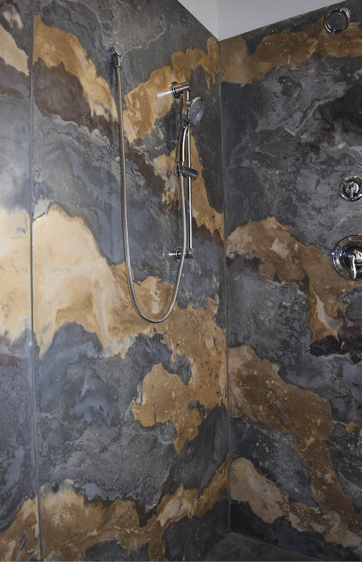Concrete shower panels have become a big part of Arnalls business. She and her husband are shopping for a separate facility in which to produce these popular items.
