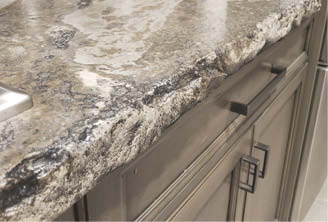 Rough concrete countertop edge making it look rustic