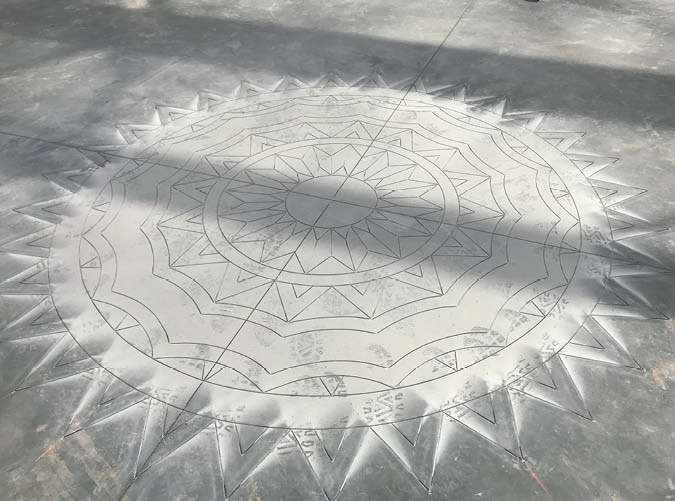 Overall, the saw cuts add another dimension to the design whereas stencils, because they are part of the same level surface