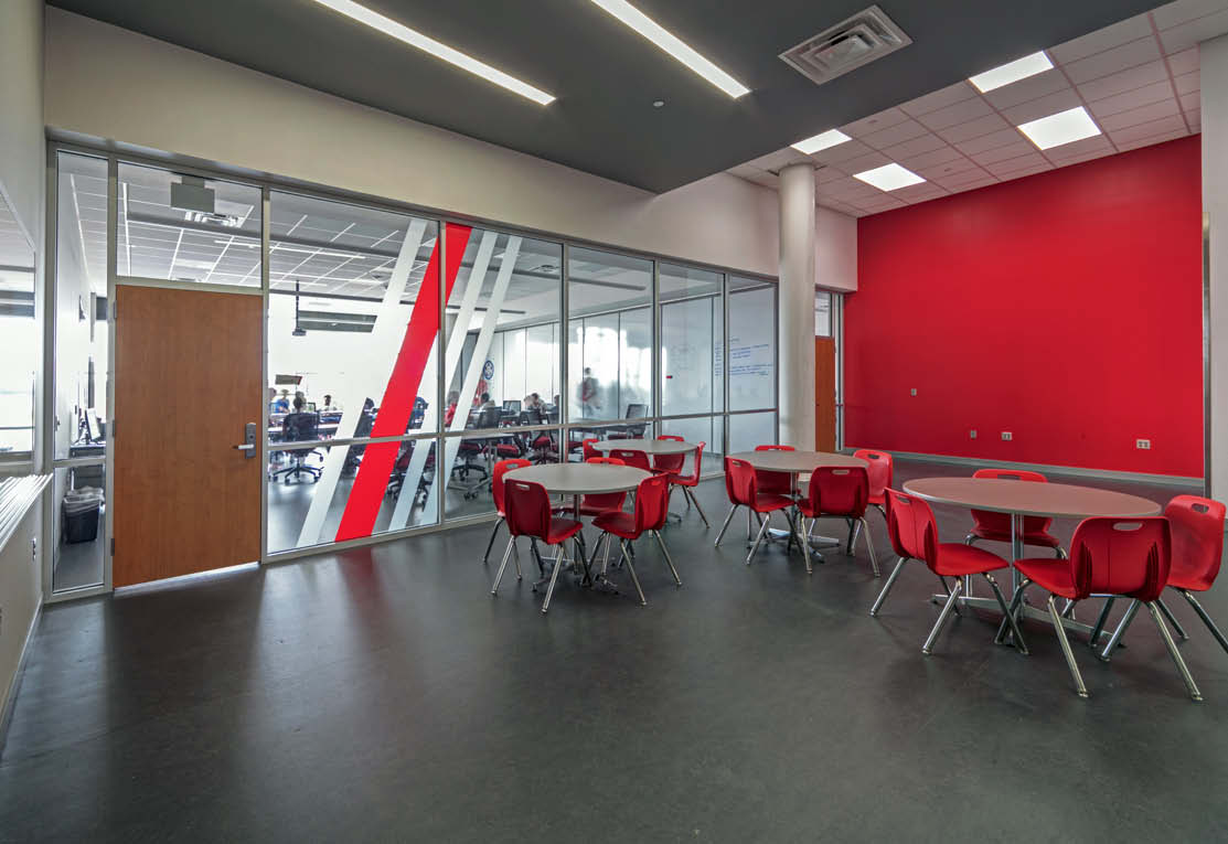 The two-story facility houses 18 specialized academies that focus on topics of interest ranging from automotive repairs and cosmetology to culinary arts and welding.