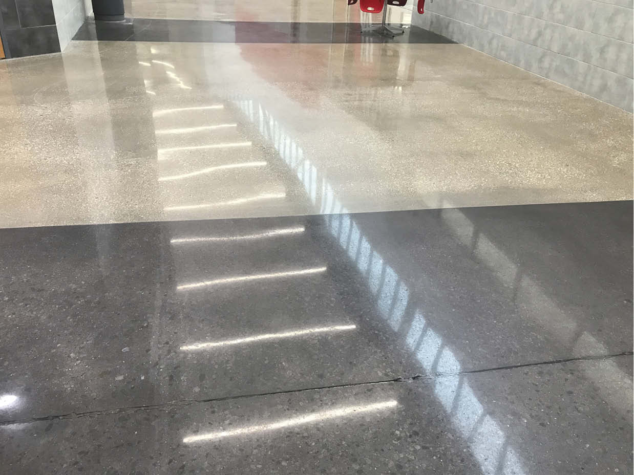 Very durable, long-lasting, low-maintenance materials were also high on the committee's list, he says, and polished concrete fell into all three categories.