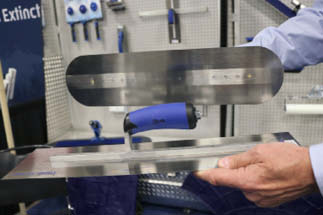 Steel City Trowels, a new line Bon Tool introduced at the show, features copper rivets on each end of the shank attached to the blade to make the tools more stable and durable.