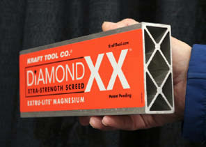 Kraft Tools Diamond XX magnesium screed features reinforcement throughout the length of the tool to maintain straightness in demanding applications.