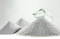 Glass flour next to a pile of other glass aggregate.