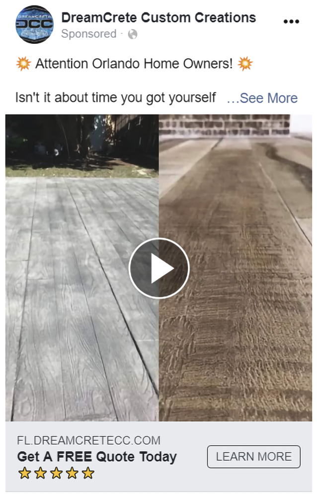 An example of an ad that will create Leads from Facebook