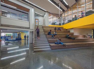 Polished concrete is easy to maintain and is durable in high traffic areas.