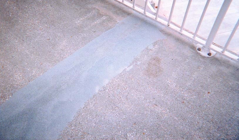 The best solution to decks or balconies that have movement is a troweled overlay system.