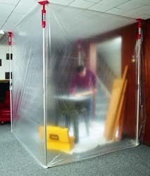 Contain dust from construction jobs with a plastic wall surround