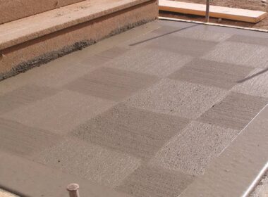 Checker board look with a brush or broom finish on a Concrete Surface