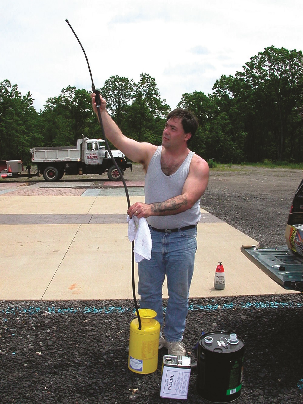 hold the sprayer wand up into the air to get the cleaning solution to drain