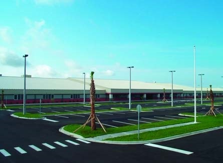Future view of a school in Florida where concrete hand prints were used in a concrete form mold.