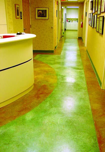 Lackers work today largely involves acid staining and polishing concrete floors for commercial establishments throughout Florida, including such big names as the Hard Rock Cafe in Hollywood, the Ritz- Carlton in West Palm Beach and Sloppy Joes in Key West.