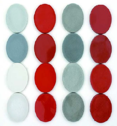 How Pozzolans Affect Concrete Color - color chart showing fly ash, silica fume, high-reactivity metakaolin and no additives with different types of cement.