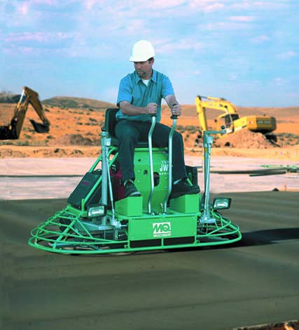 The first consideration in picking one or the other will be the size of the job. A ride-on power trowels greatest strength is its productivity  it contains more blades and pans on its underside. Its greatest liability is its size. It is simply too big and heavy to maneuver into a residential basement and along the edges of walls.