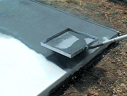 The tool disperses material more evenly than the hand-throwing method. And because even dispersal is more efficient, the job is finished more quickly.