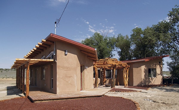 View from the east a Navajo Nation home build using aerated concrete which contains fly ash and cools homes.