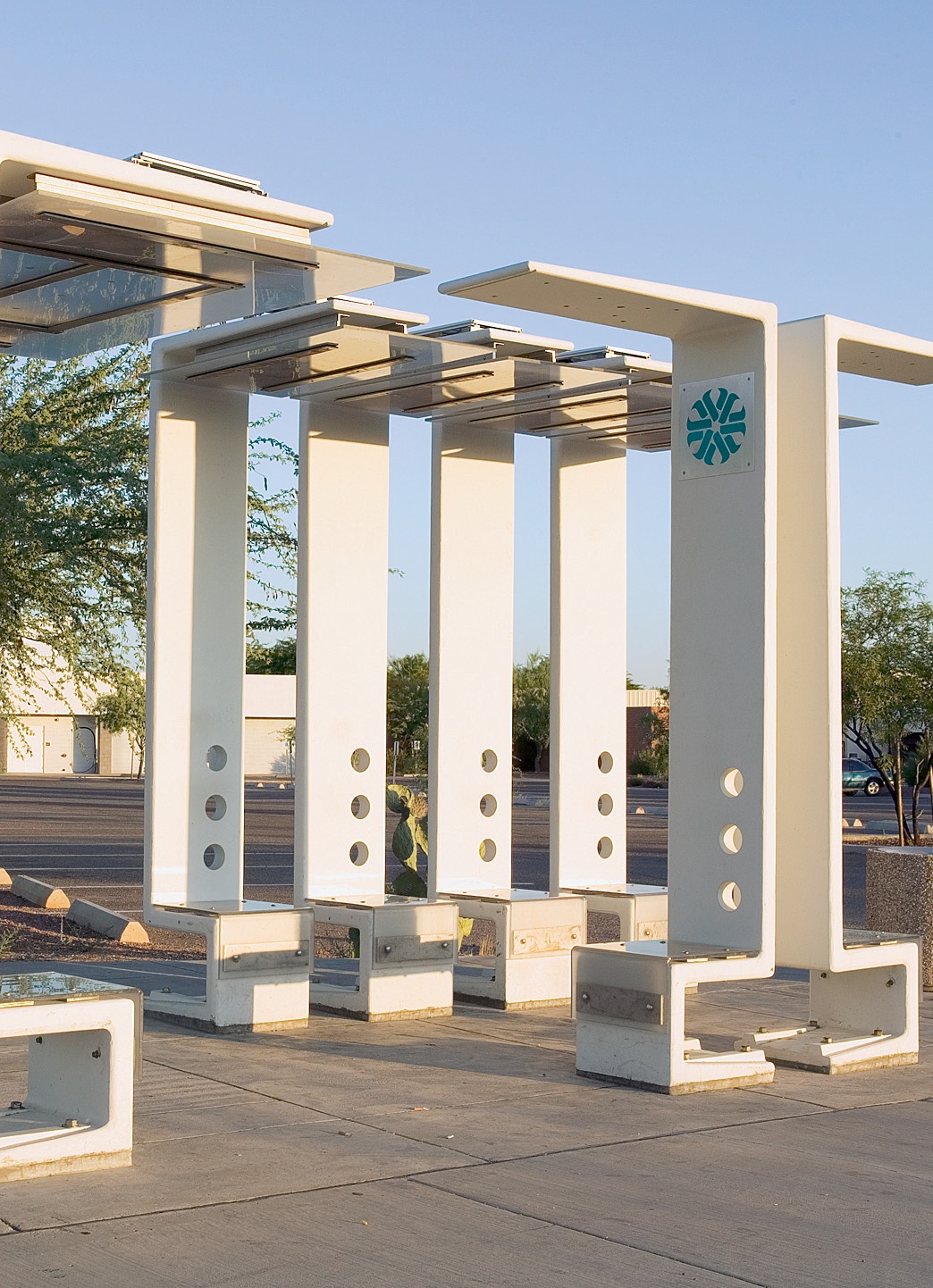 Line and Space LLC Architects won a design competition for new bus-stop furnishings in Tucson, Ariz. Their modular solution was constructed with Ductal to assure low maintenance, high visibility and durability against extreme heat.