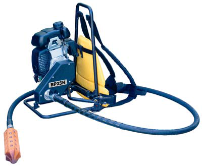 STOW Construction Equipments lightweight backpack vibrator allows contractors to conveniently carry the unit around the job site.