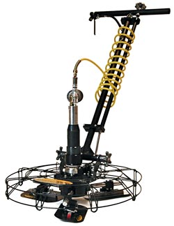 The HoverTrowel is a very light power trowel that is capable of changing its pitch during operation. Created for use on polymer-modified systems, its weight range is 35 to 45 pounds. This weight dramatically reduces swirl and chatter marks.