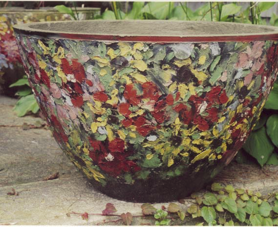 Concrete pottery that is made from sand molds