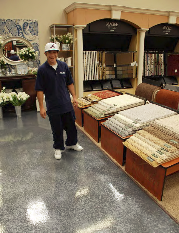 Westcoat's metallic epoxy coating gave this store floor strong protection against heavy foot traffic.