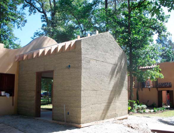 Tradical Hemcrete was installed as a roof and wall system at the chapel. The structure will also receive an application of lime stucco.