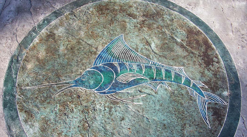 For this design, Storm Green was used on the circle border, Cool Blue was used on the background (highlighted with Rust Brown in areas), and Citrus Green was used on the fish.