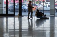 High-speed Burnishing - Burnisher running on a concrete floor