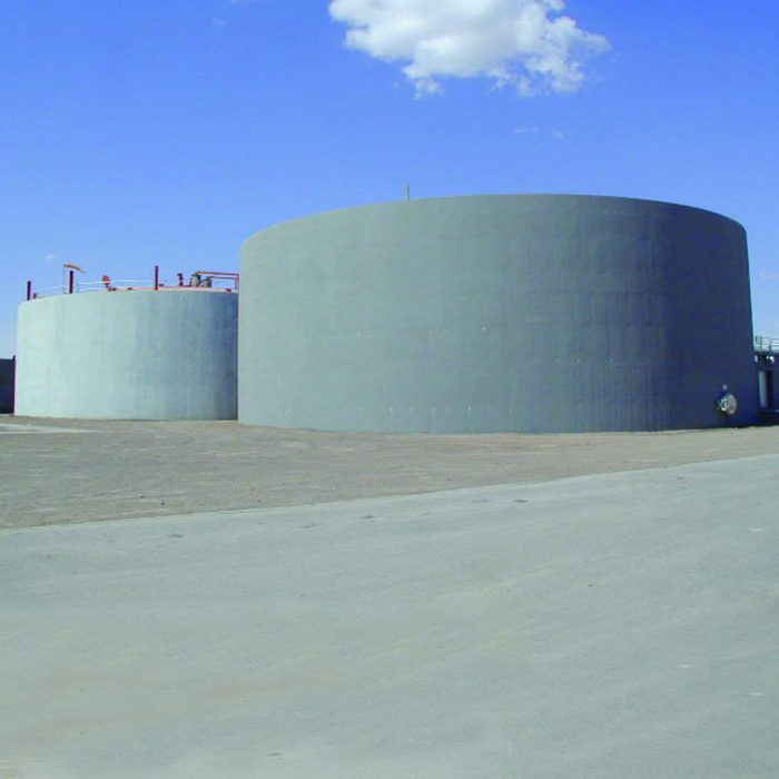 Large containment tanks using Type K cement eliminates leakage and seepage points.