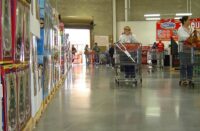 A warehouse type store with burnished concrete floors