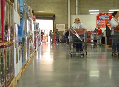 A warehouse type store with burnished concrete floors