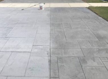 A concrete driveway that is sealed with Decra-Seal