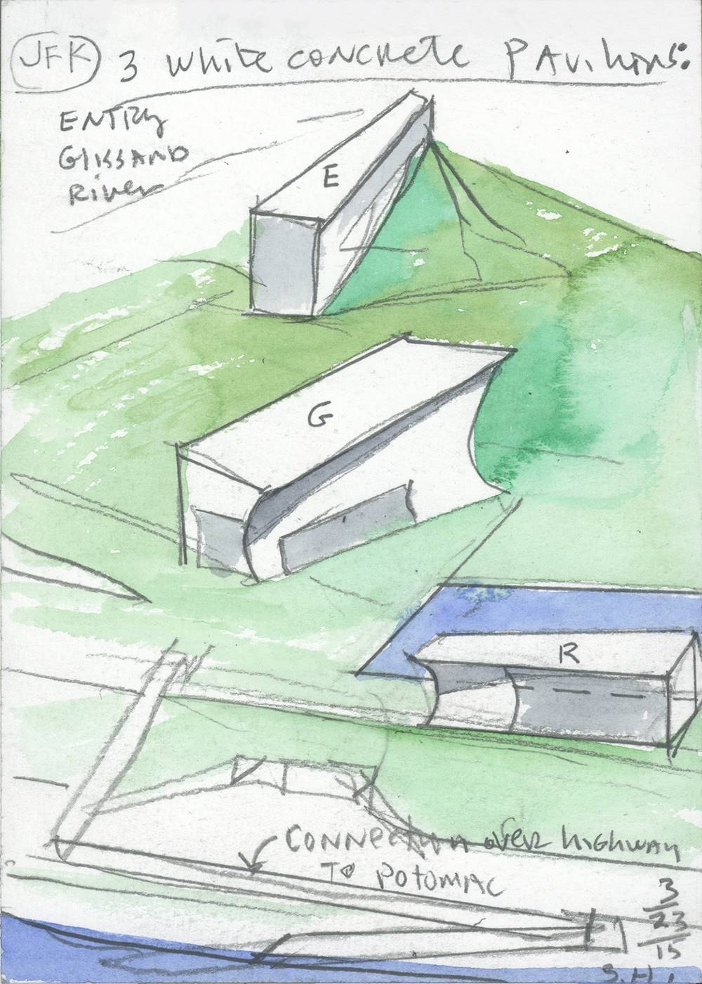 A watercolor mock-up of The Reach expansion at the Kennedy Center