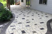 A stenciled concrete patio