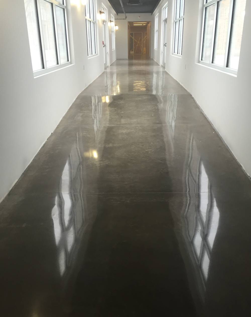 Polished concrete floor that was accomplished with a Terrco Concrete Grinder