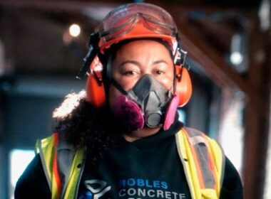 Kim Robles in full safety gear