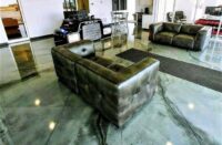 metallic epoxy dust in a lobby