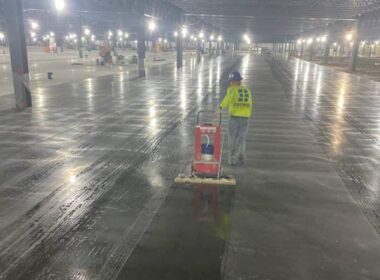 Ultra-Trak in use applying sealer to concrete